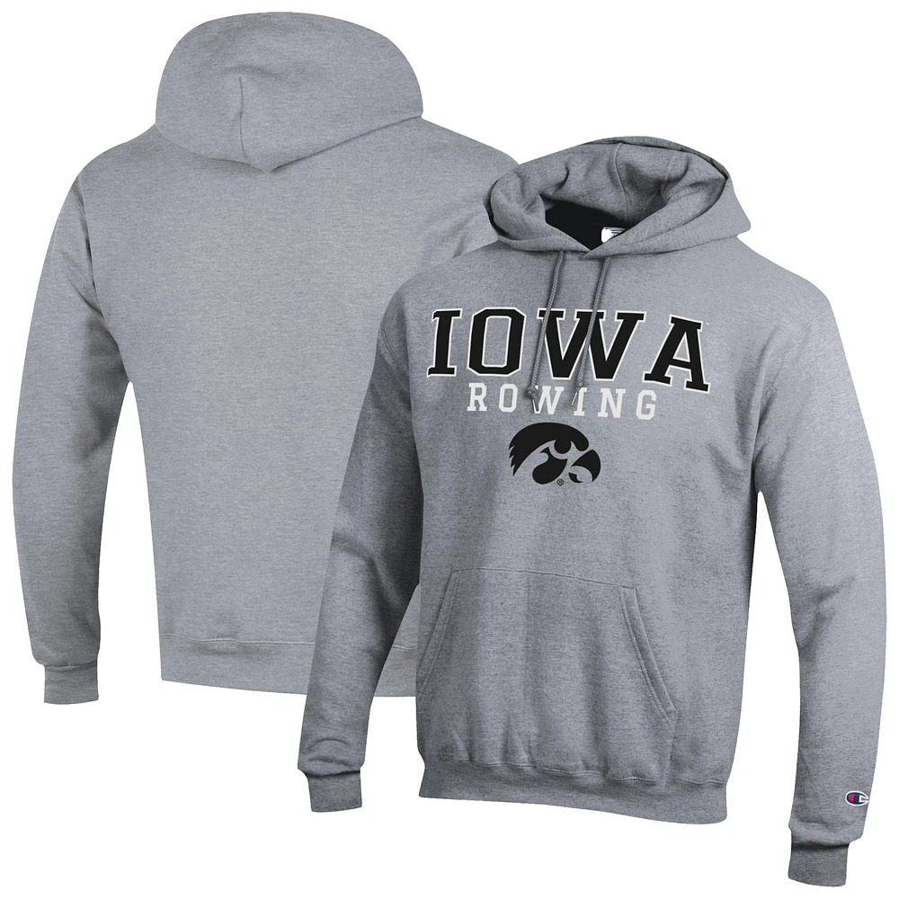 Men's Champion Gray Iowa Hawkeyes Rowing Eco Powerblend Pullover Hoodie