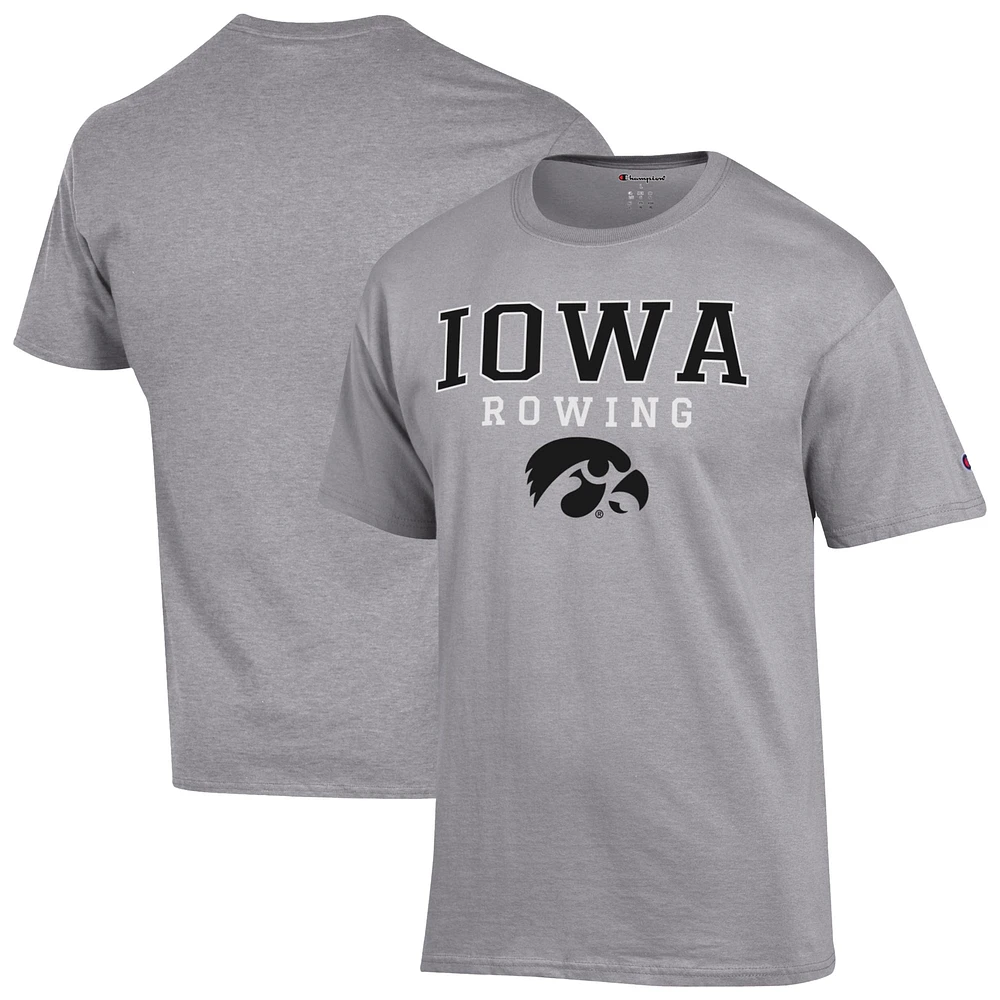 Men's Champion Gray Iowa Hawkeyes Rowing Jersey T-Shirt