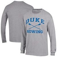 Men's Champion  Gray Duke Blue Devils Rowing Jersey Long Sleeve T-Shirt