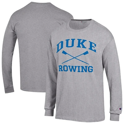 Men's Champion  Gray Duke Blue Devils Rowing Jersey Long Sleeve T-Shirt