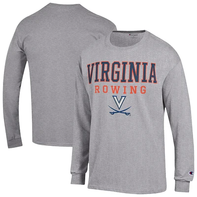 Men's Champion  Gray Virginia Cavaliers Rowing Jersey Long Sleeve T-Shirt