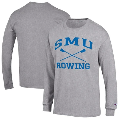 Men's Champion  Gray SMU Mustangs Rowing Jersey Long Sleeve T-Shirt