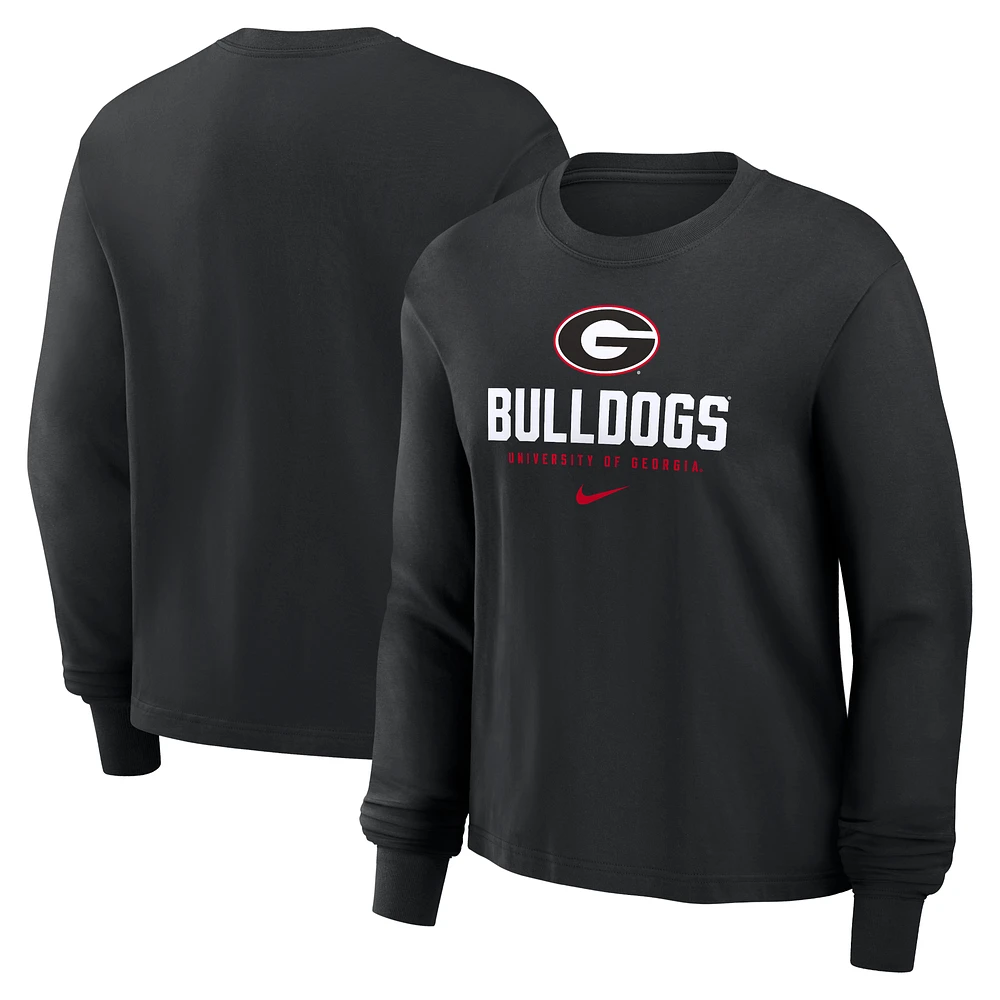 Women's Nike Black Georgia Bulldogs Primetime University Boxy Long Sleeve T-Shirt