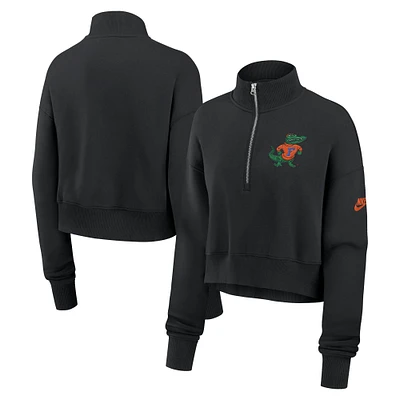 Women's Nike Black Florida Gators Legacy Elevated Logo Cropped Half-Zip Sweatshirt