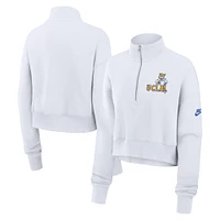 Women's Nike White UCLA Bruins Legacy Elevated Logo Cropped Half-Zip Sweatshirt