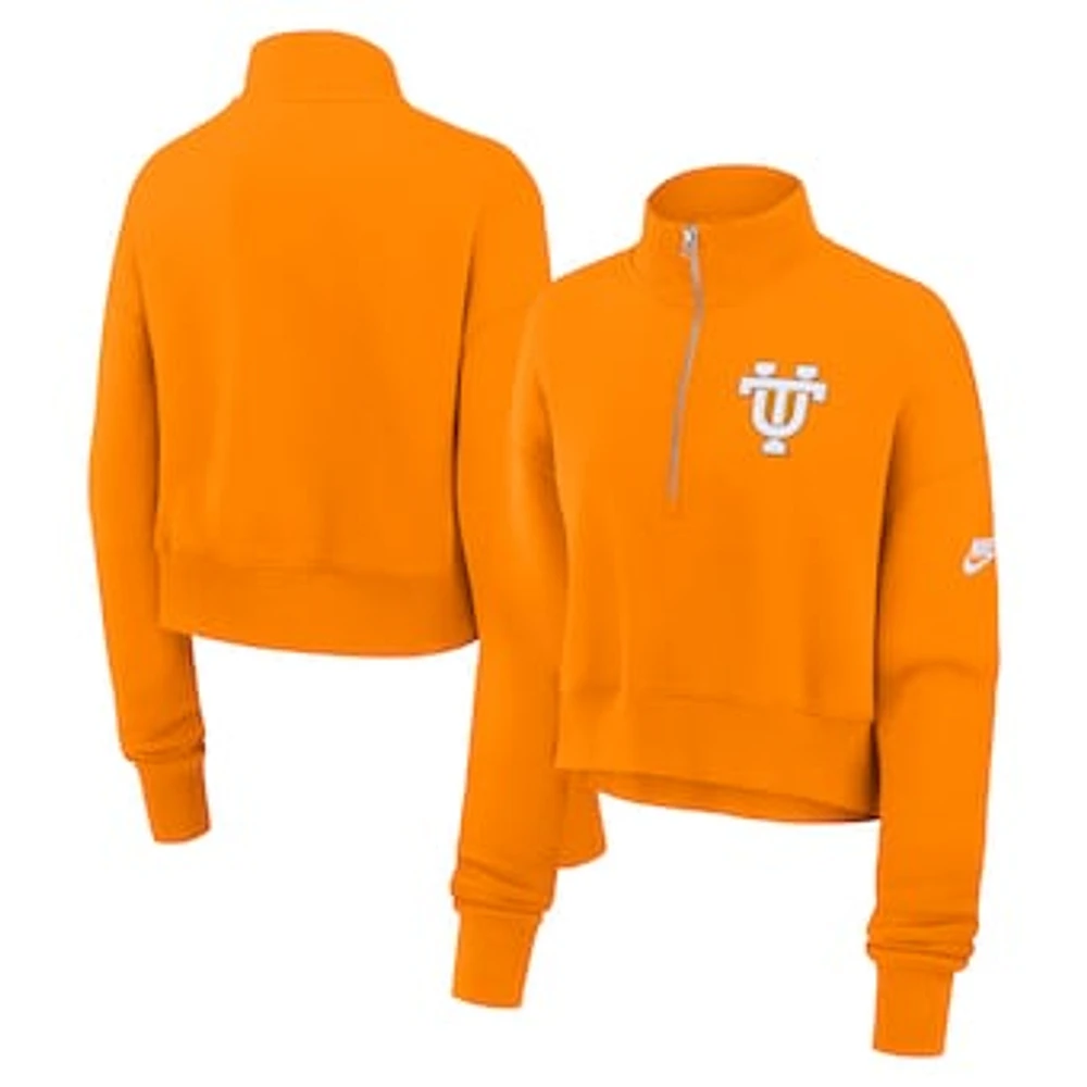 Women's Nike Tennessee Orange Volunteers Legacy Elevated Logo Cropped Half-Zip Sweatshirt