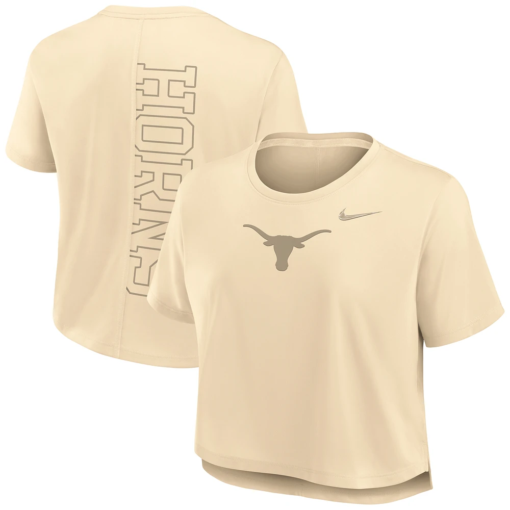 Women's Nike Tan Texas Longhorns Performance Cropped T-Shirt