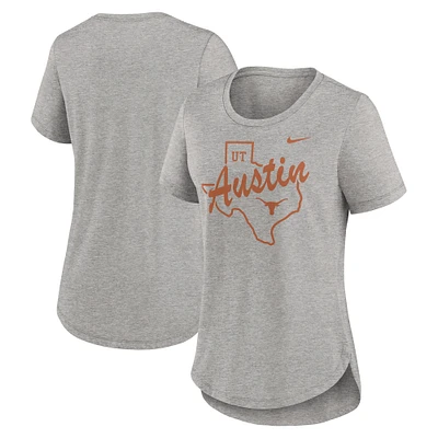 Women's Nike Heather Gray Texas Longhorns Local Campus Location Mantra Tri-Blend T-Shirt