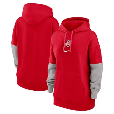 Women's Nike Scarlet Ohio State Buckeyes 2024 Sideline Essential Pullover Hoodie