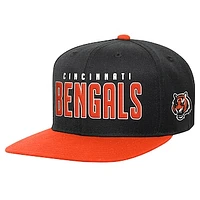 Youth Black/Orange Cincinnati Bengals Lock Up Flat Brim Snapback Hat