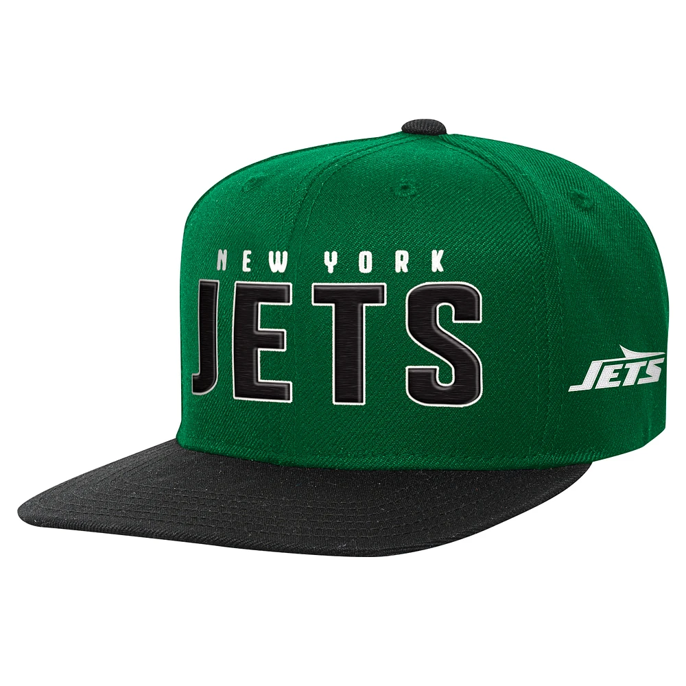 Youth Green/Black New York Jets Lock Up Flat Brim Snapback Hat