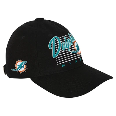 Youth Black Miami Dolphins Retro Wooly Adjustable Hat