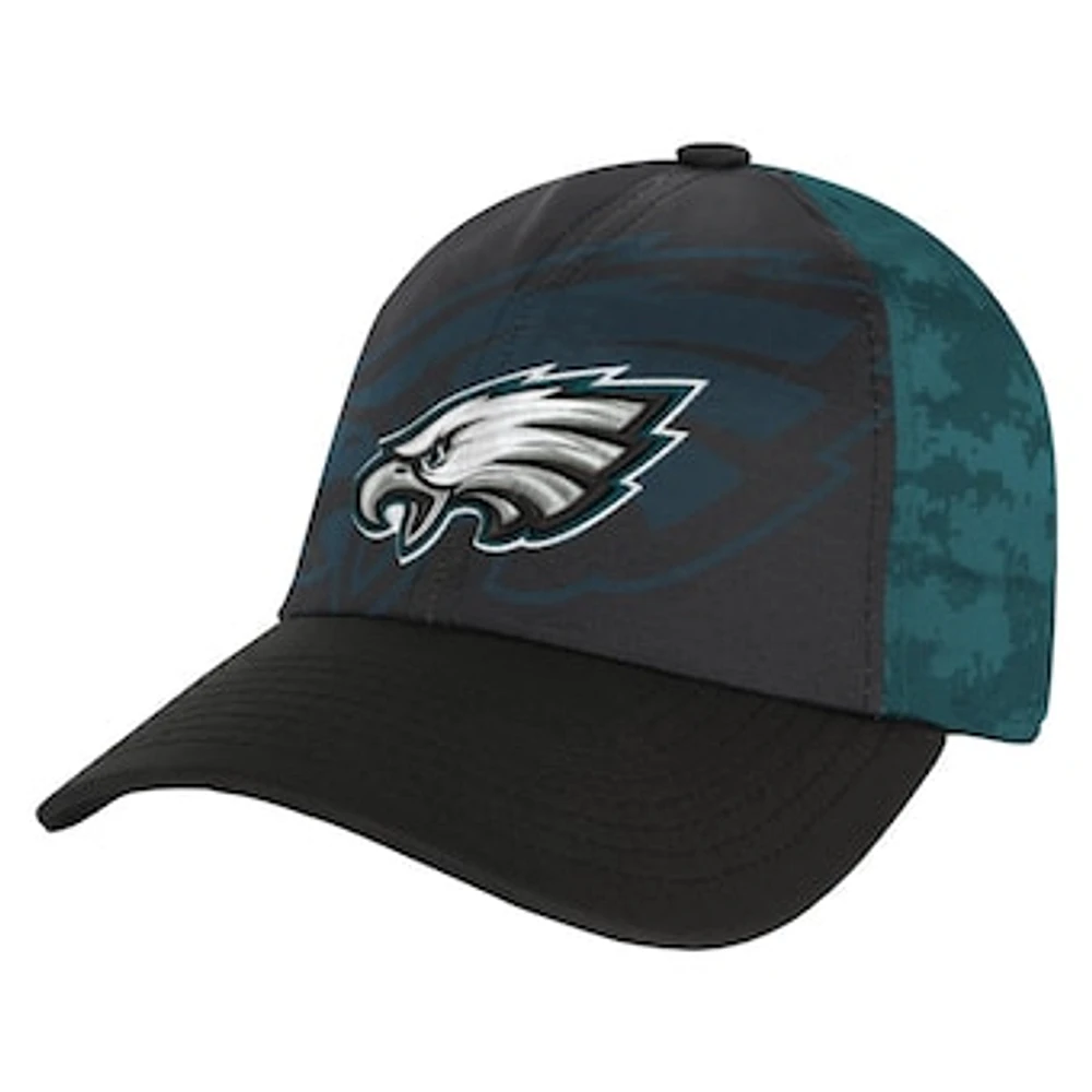 Youth Black/Midnight Green Philadelphia Eagles Combine Two-Tone Adjustable Hat