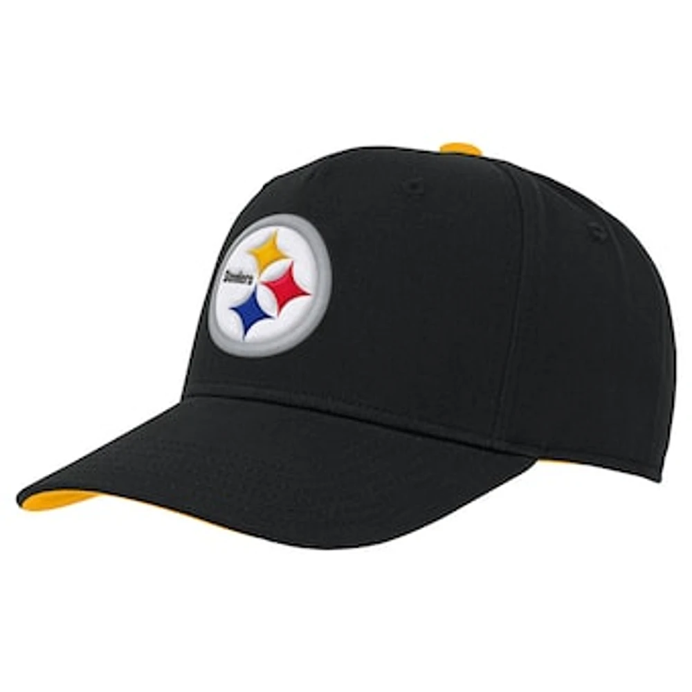 Youth Black Pittsburgh Steelers Team Pre-Curved Adjustable Hat