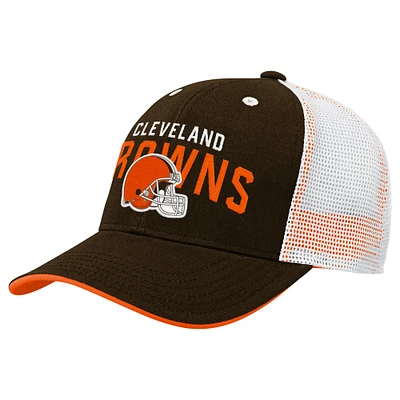 Youth Brown Cleveland Browns Core Lockup Trucker Adjustable Hat