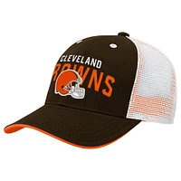 Youth Brown Cleveland Browns Core Lockup Trucker Adjustable Hat