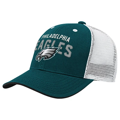 Youth Midnight Green Philadelphia Eagles Core Lockup Trucker Adjustable Hat