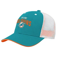 Youth Aqua Miami Dolphins Core Lockup Trucker Adjustable Hat