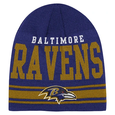 Youth Purple Baltimore Ravens Retro Knit Beanie