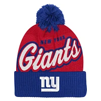 Youth Red New York Giants Pro-Sport Jacquard Cuffed Knit Hat with Pom