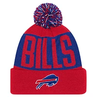 Youth Royal/Red Buffalo Bills Bevel Cuffed Knit Hat with Pom