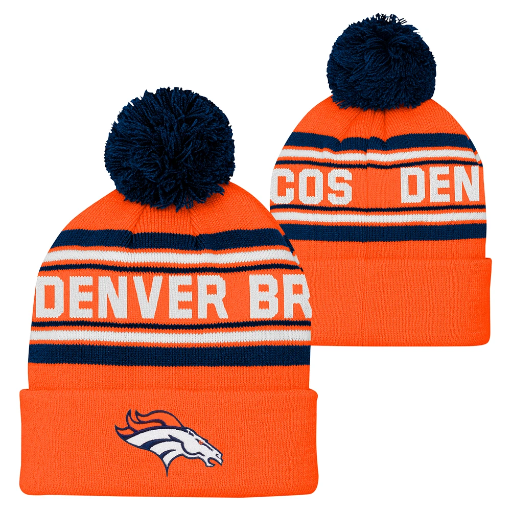 Youth Orange Denver Broncos  Jacquard Cuffed Knit Hat with Pom