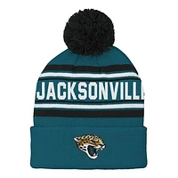 Youth Black Jacksonville Jaguars  Jacquard Cuffed Knit Hat with Pom