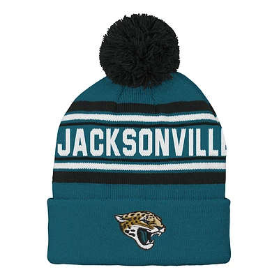 Youth Black Jacksonville Jaguars  Jacquard Cuffed Knit Hat with Pom