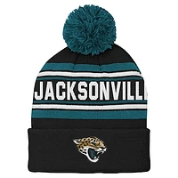 Youth Black Jacksonville Jaguars  Jacquard Cuffed Knit Hat with Pom