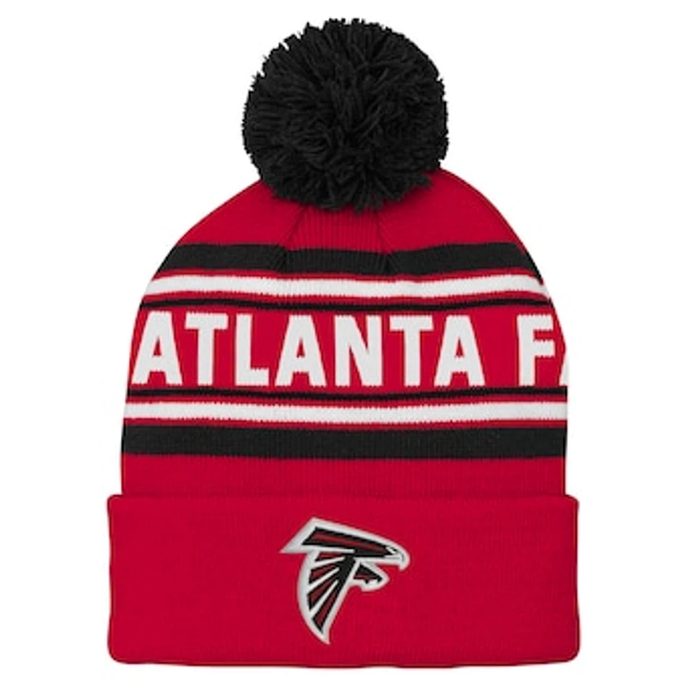 Youth Red Atlanta Falcons  Jacquard Cuffed Knit Hat with Pom