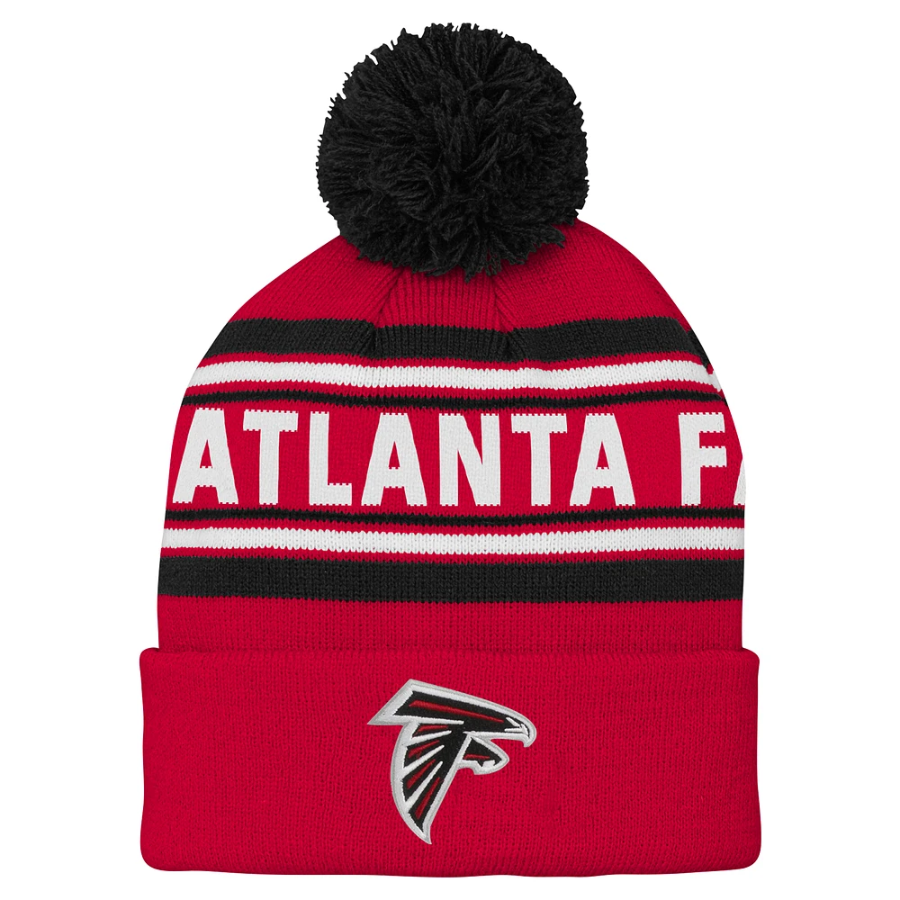 Youth Red Atlanta Falcons  Jacquard Cuffed Knit Hat with Pom