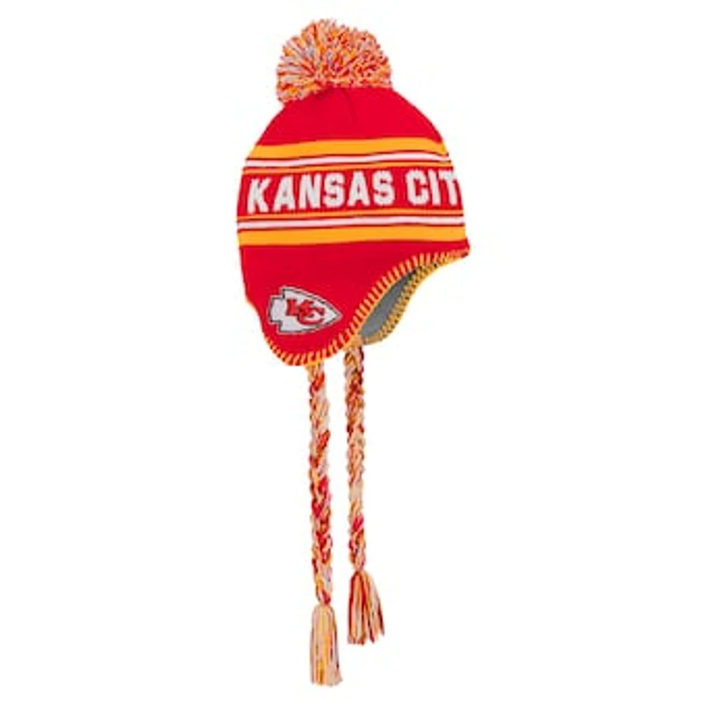 Youth Red Kansas City Chiefs Jacquard Tassel Knit Hat with Pom