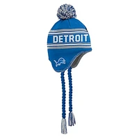 Youth Blue Detroit Lions Jacquard Tassel Knit Hat with Pom