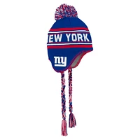 Youth Royal New York Giants Jacquard Tassel Knit Hat with Pom