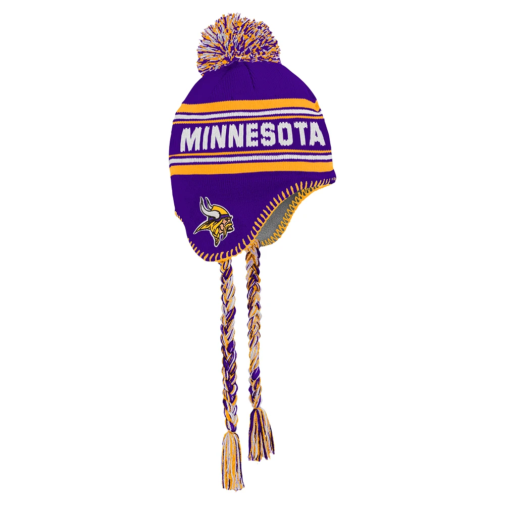 Youth Purple Minnesota Vikings Jacquard Tassel Knit Hat with Pom