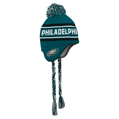 Youth Midnight Green Philadelphia Eagles Jacquard Tassel Knit Hat with Pom