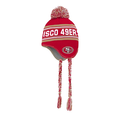 Youth Scarlet San Francisco 49ers Jacquard Tassel Knit Hat with Pom