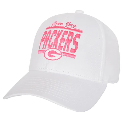 Girls Youth Green Bay Packers All White Structured Adjustable Hat