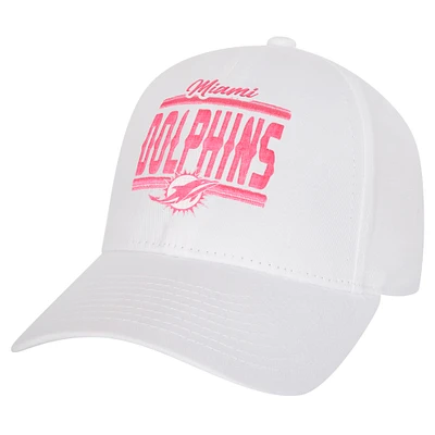 Girls Youth Miami Dolphins All White Structured Adjustable Hat