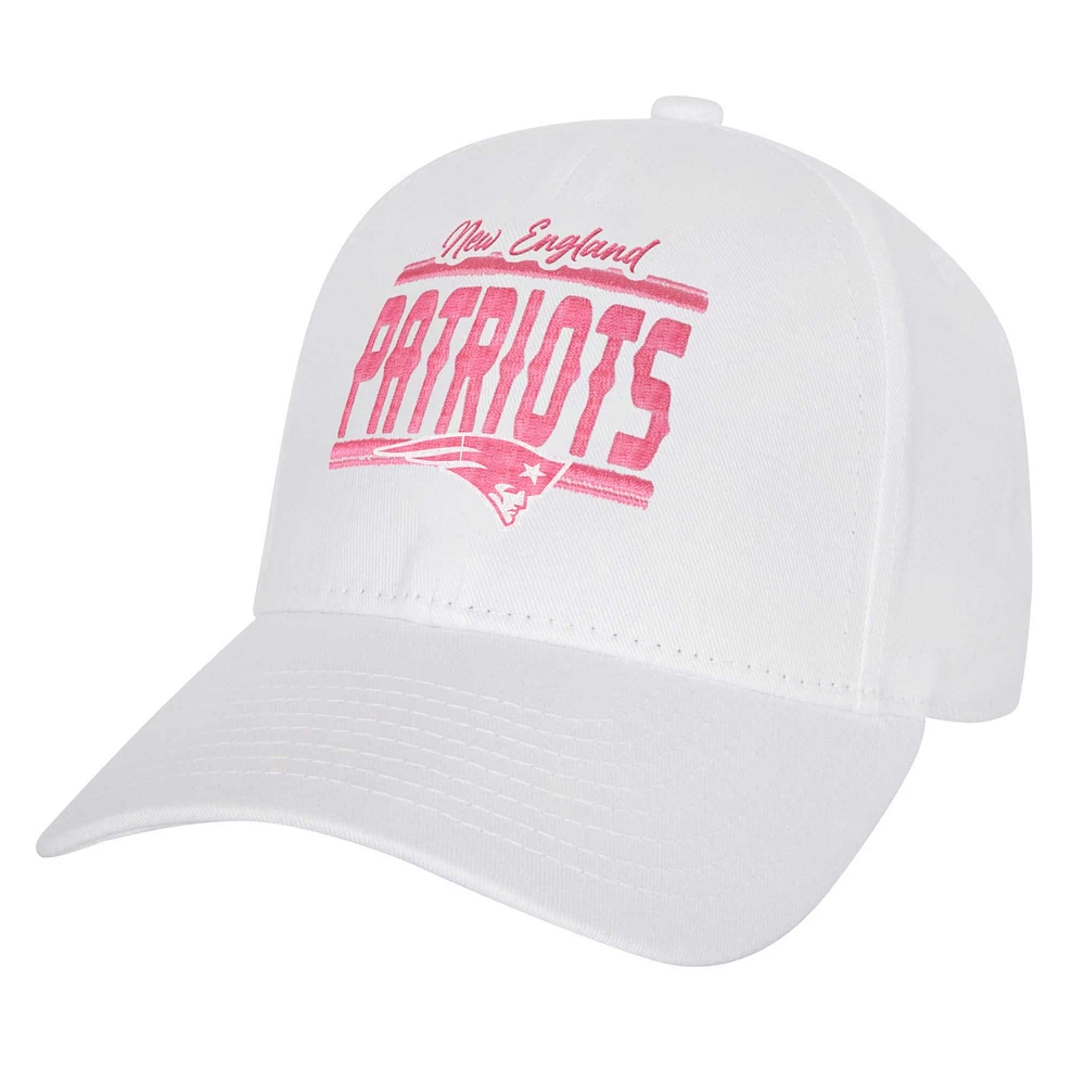 Girls Youth New England Patriots All White Structured Adjustable Hat