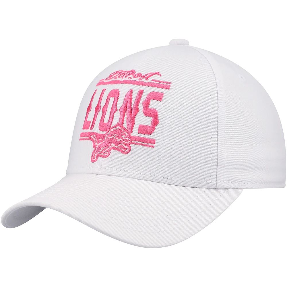 Girls Youth Detroit Lions All White Structured Adjustable Hat