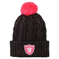 Girls Youth Black Las Vegas Raiders Nep Yarn Cuffed Knit Hat with Pom