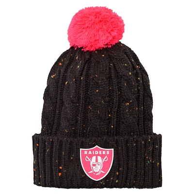 Girls Youth Black Las Vegas Raiders Nep Yarn Cuffed Knit Hat with Pom