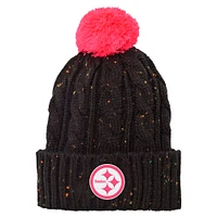 Girls Youth Black Pittsburgh Steelers Nep Yarn Cuffed Knit Hat with Pom