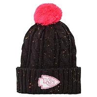 Girls Youth Black Kansas City Chiefs Nep Yarn Cuffed Knit Hat with Pom