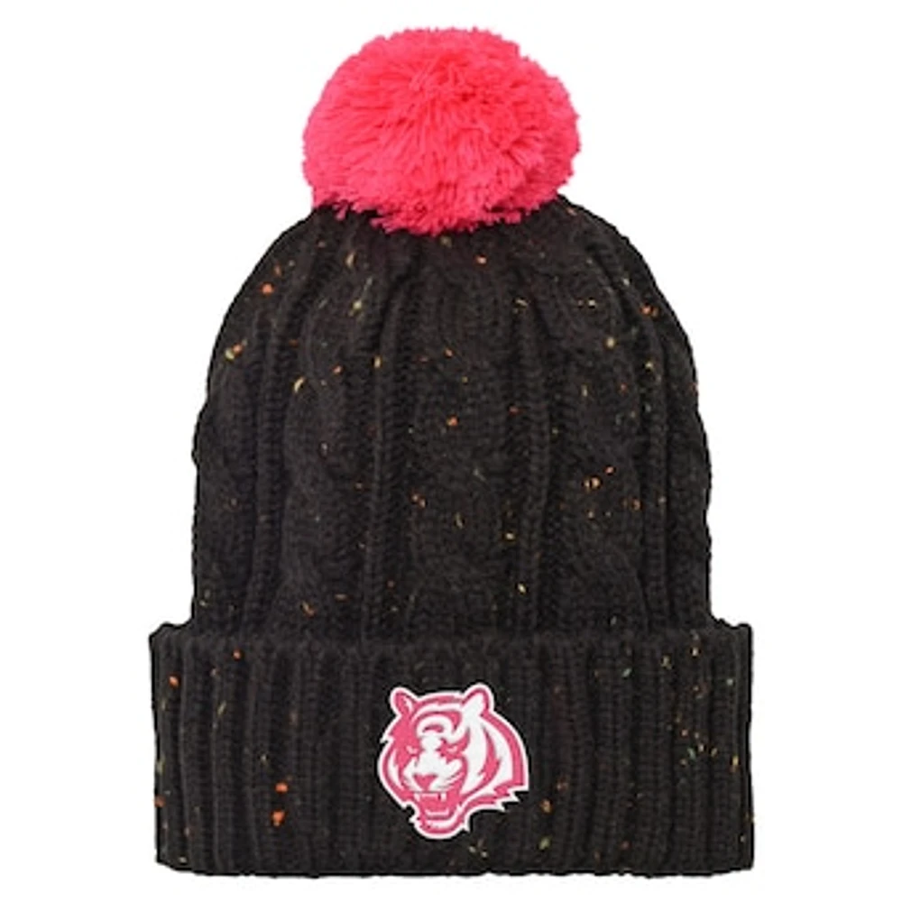 Girls Youth Black Cincinnati Bengals Nep Yarn Cuffed Knit Hat with Pom