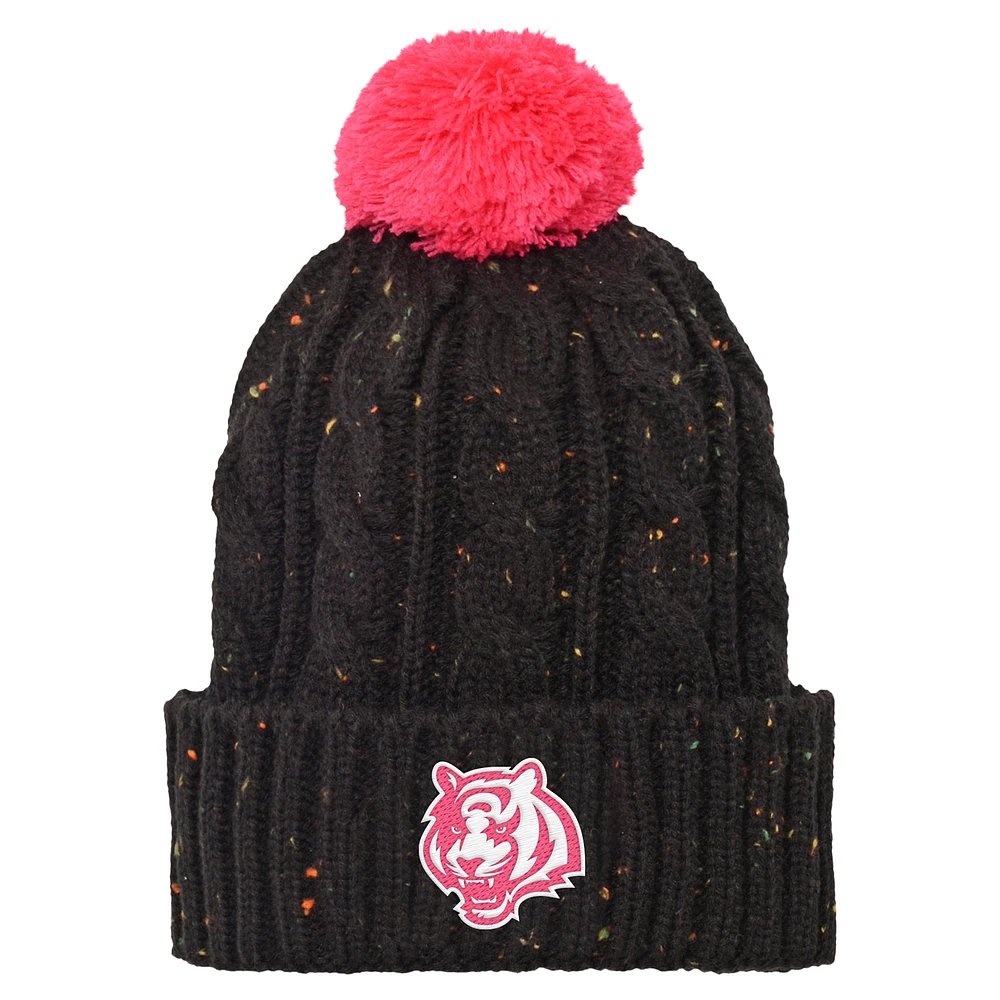 Girls Youth Black Cincinnati Bengals Nep Yarn Cuffed Knit Hat with Pom