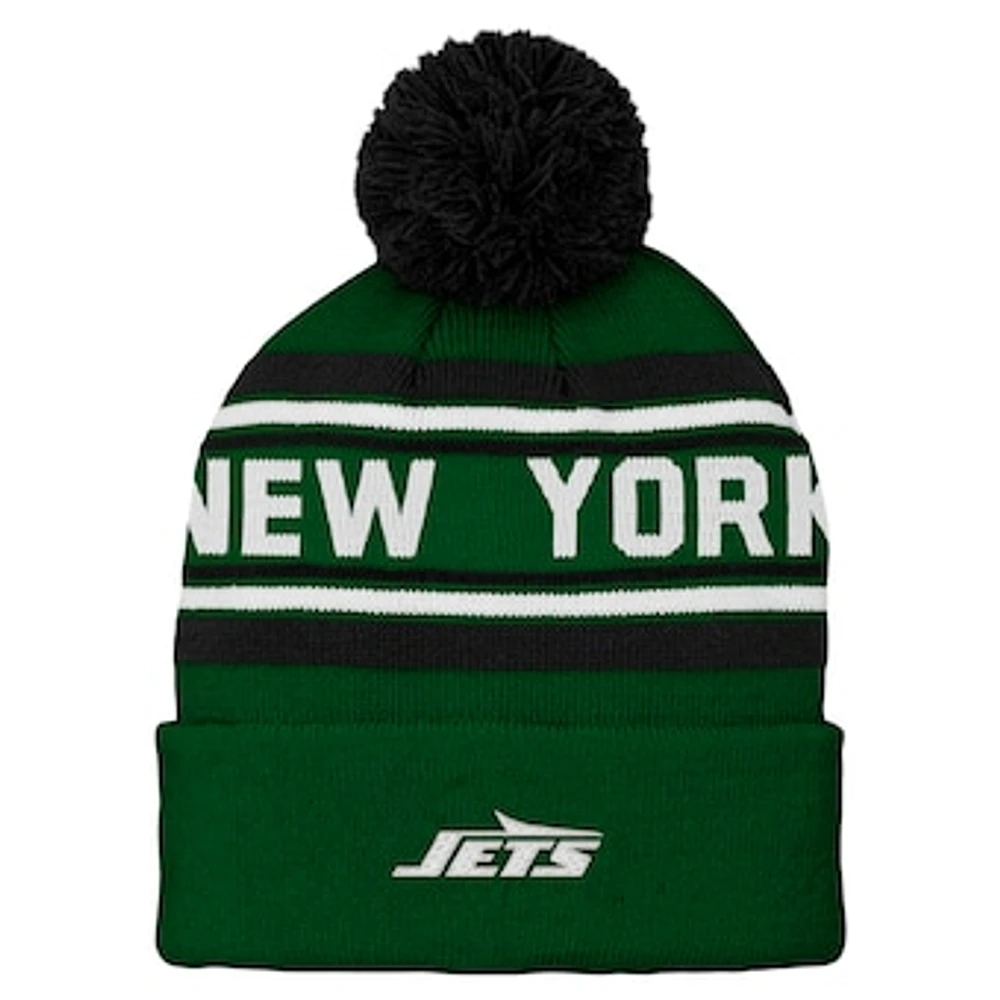 Preschool Green New York Jets Jacquard Cuffed Knit Hat with Pom