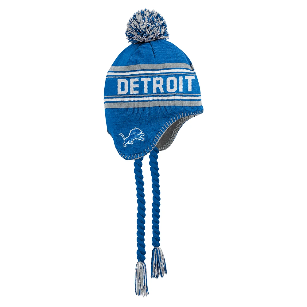 Preschool Blue Detroit Lions Jacquard Tassel Knit Hat with Pom