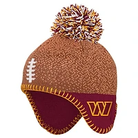 Infant Brown Washington Commanders Football Head Knit Hat with Pom